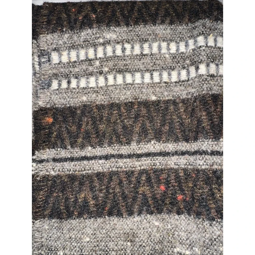 Pierre Cardin Wool Blend Scarf Fringe Gray Black Brown White Stripes‎ Pattern